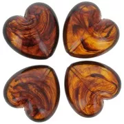 Perle coeur 35x36 mm en résine translucide - Ambre marbré x1