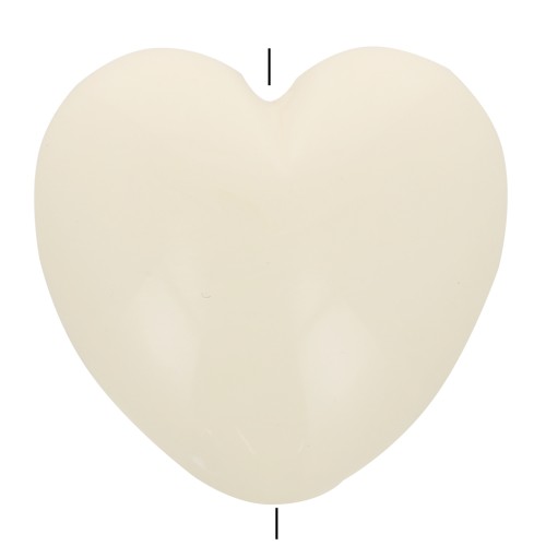 Perle coeur 35x36 mm en résine opaque - Ecru x1