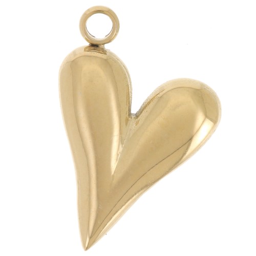 Pendentif coeur bombé 18x12 mm - Acier inoxydable 304L Doré x1