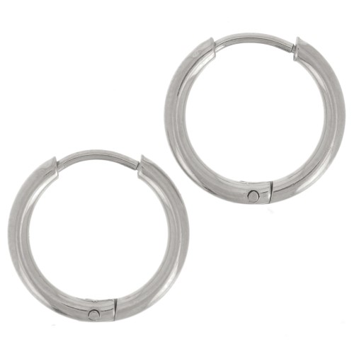 Créoles rondes 13 mm - Fil 1.5 mm - Acier inoxydable 304L x2