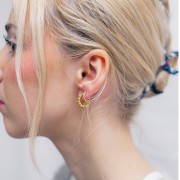 Créoles rondes avec fil perlé - 16 mm - Acier inoxydable 316L x2