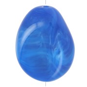 Perle plate irrégulière en résine opaque 25x20 mm - Bleu royal marbré x1|raw }}