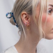 Clous d'oreilles ovale fil lisse et torsadé 22x10 mm Acier inoxydable 304L Doré x2