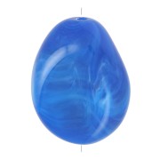 Perle plate irrégulière en résine opaque 22x17 mm - Bleu royal marbré x1