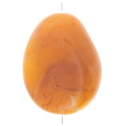 Perle plate irrégulière en résine translucide 22x17 mm - Abricot marbré x1