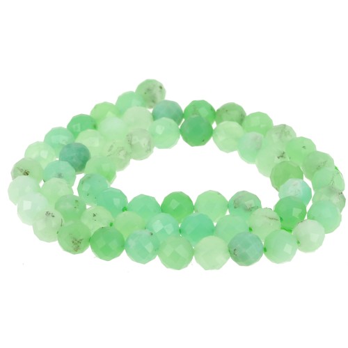 Perles rondes facettées 6 mm pierre gemme - Chrysoprase x38cm