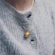 Pendentif ethnique 21x16mm CZ & pierre gemme Doré Or fin Citrine - Calcédoine rose