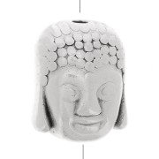 Tête de Bouddha 10 mm Placage Argent fin vieilli|raw }}