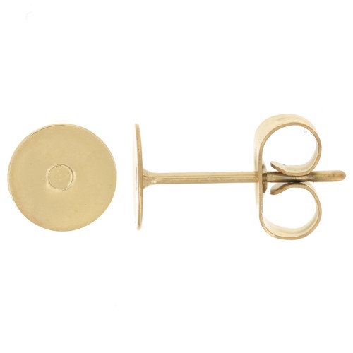 Clous d'oreilles disque 6 mm en Acier inoxydable 303L Doré x2