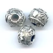 Perles métal 8 mm argenté vieilli x5