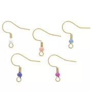 Crochets d'oreilles 19 mm boule résine époxy Acier inox 304L Doré -Multicolore x20