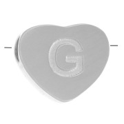 Perle lettre alphabet forme coeur 6x7 mm - G - Acier inoxydable 316L x1|raw }}