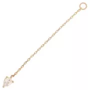 Pendentif chainette 43x4mm avec oxyde de Zirconium poire - Plaqué Or 3 microns x1