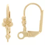 Dormeuses fleur avec anneau 16 mm - Doré x4