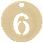 Breloque ronde 12 mm - chiffre 6 - Acier inoxydable 304 Doré x1|raw }}