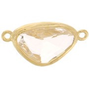 Intercalaire ovale irrégulier 19x10 mm avec CZ - Plaqué Or 3 microns - Crystal x1