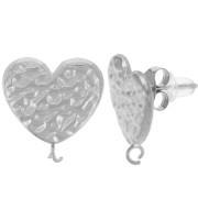 Clous d'oreilles coeur martelé 16x15 mm Acier inoxydable 304L x2