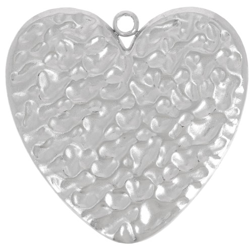 Pendentif coeur martelé 22 mm - Acier inoxydable 304L x1