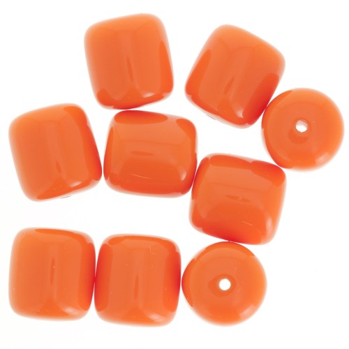 Perles tubes 12x11 mm en résine opaque - Orange corail x6