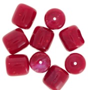 Perles tubes 12x11 mm en résine opaque - Marbré Rouge foncé pailleté x6