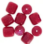 Perles tubes 12x11 mm en résine opaque - Marbré Rouge foncé pailleté x6