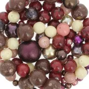 Assortiment de perles de bohème - Rouge - Prune - Crème x50g