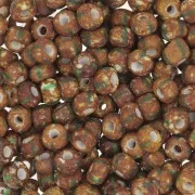 Preciosa Perles rocailles rayées 6/0 4 mm - Marron - Vert x20g