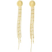Boucles d'oreilles franges 77x10 mm avec rond martelé - Acier inox 304L Doré x2