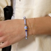 Preciosa Perles rocailles rayées 4/0 5.1 mm - Blanc - Bleu x20g