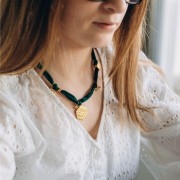 Pendentifs hexagone martelé 28.5x24 mm - Acier inoxydable 316L Doré x2