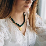 Pendentifs hexagone martelé 28.5x24 mm - Acier inoxydable 316L Doré x2