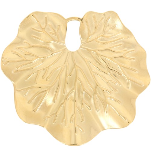Pendentif feuille travaillé 41x45.5 mm - Acier inoxydable 304L Doré x1