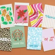 Cartes à bijoux - cartes de remerciements - Thank You - Multi rose - Jaune x10
