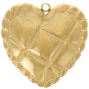 Pendentif coeur 22 mm - effet matelassé - Acier inoxydable 304L Doré x1