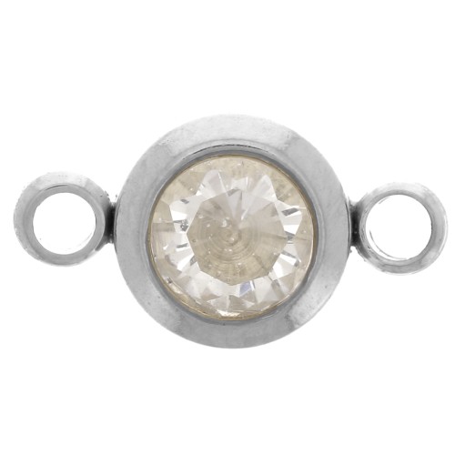 Intercalaire pierre de naissance 6 mm CZ - Avril - Acier inox 304L - Crystal