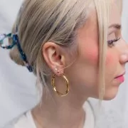 Créoles torsadées 40 mm - Acier inoxydable 304L Doré x2