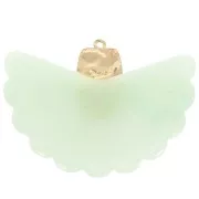 Pendentif éventail 28.5x40 mm en résine et Acier inox 316L Doré - Mint marbré x1
