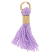 Pompon imitation coton 12 mm avec attache perle - Doré - Lilas x1