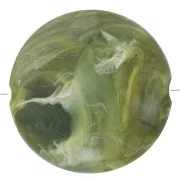 Perles plates rondes acrylique 22 mm Vert Olive Marbré x6