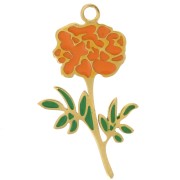Pendentif Fleur de naissance 22x9.5 mm - Octobre - Souci - Acier inox 316L Doré