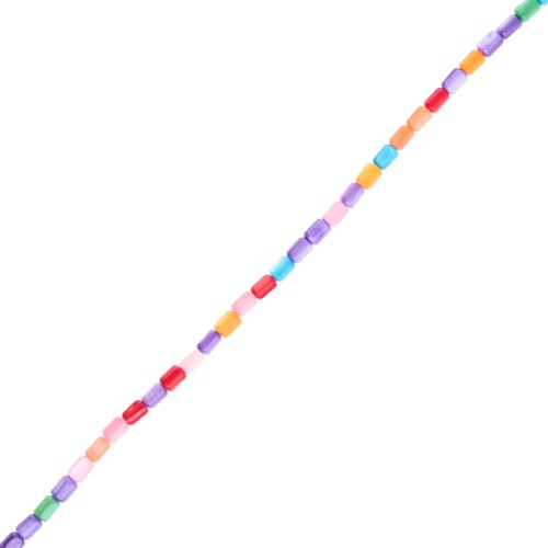 Perles tubes en nacre teintée 3.5x4.8 mm - Multicolore x38cm
