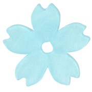 Perles fleur de cerisier plate 10.5 mm en acrylique - Bleu clair nacré x10