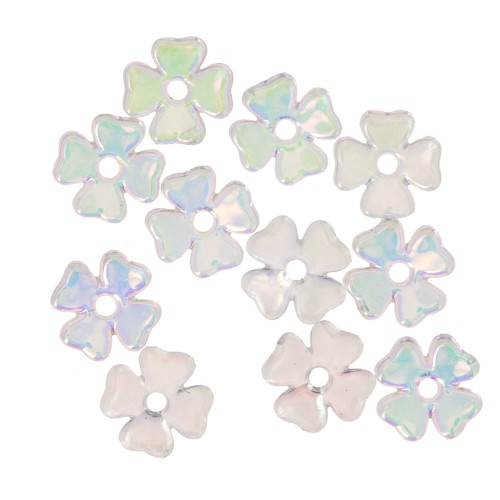 Perles fleur 7 mm en acrylique - Crystal AB x20