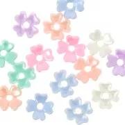 Perles fleur 6 mm en résine - Pastel nacré x20