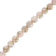Perles rondes 6 mm en nacre effet AB - Doré x37cm