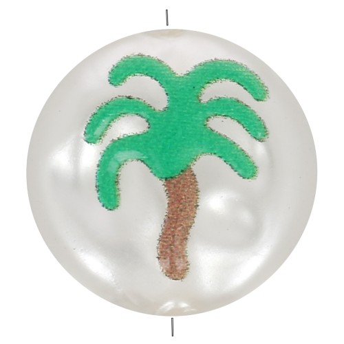 Perle baroque 12 mm imitation perle d'eau douce - motif palmier - Blanc nacré x1