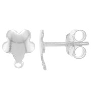 Clous d'oreilles fleur 8.5x7 mm avec anneau fermé - Argent 925 x2|raw }}