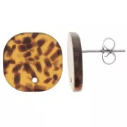 Clous d'oreilles carrés arrondis en acétate 15 mm - Terrazzo Marron - Noir x2