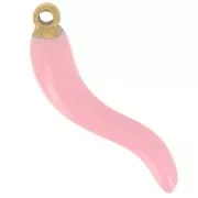 Pendentif piment 24x6 mm Resine époxy - Acier inoxydable 316L Doré - Rose clair x1