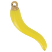 Pendentif piment 24x6 mm Resine époxy - Acier inoxydable 316L Doré - Jaune x1|raw }}